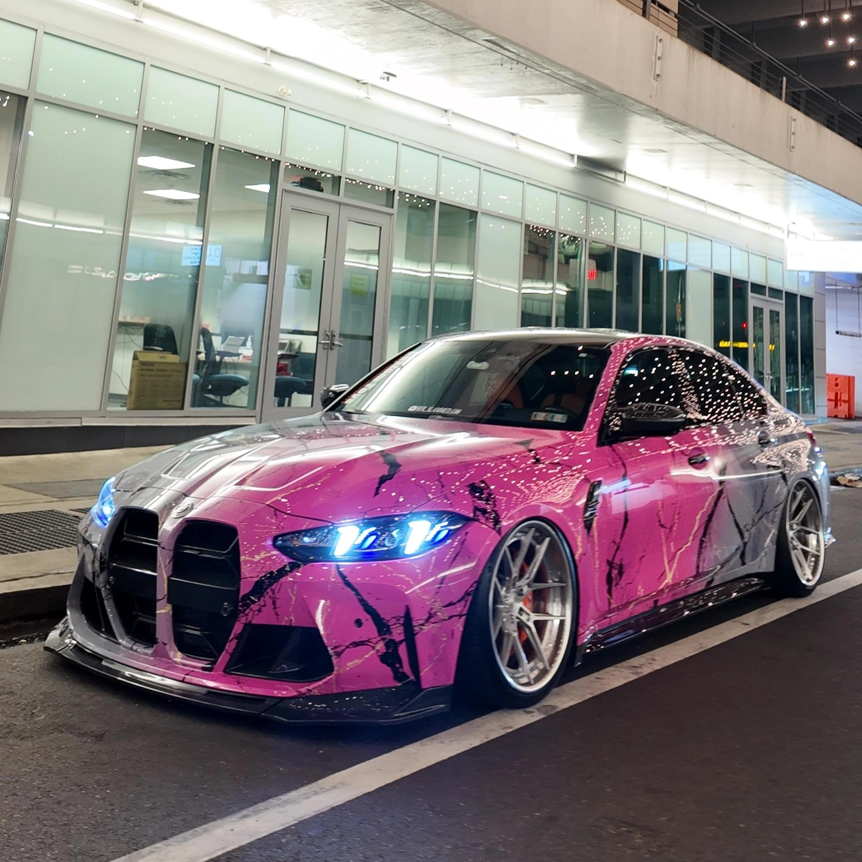Grey to Pink Gradient Custom Marble Vinyl Wrap