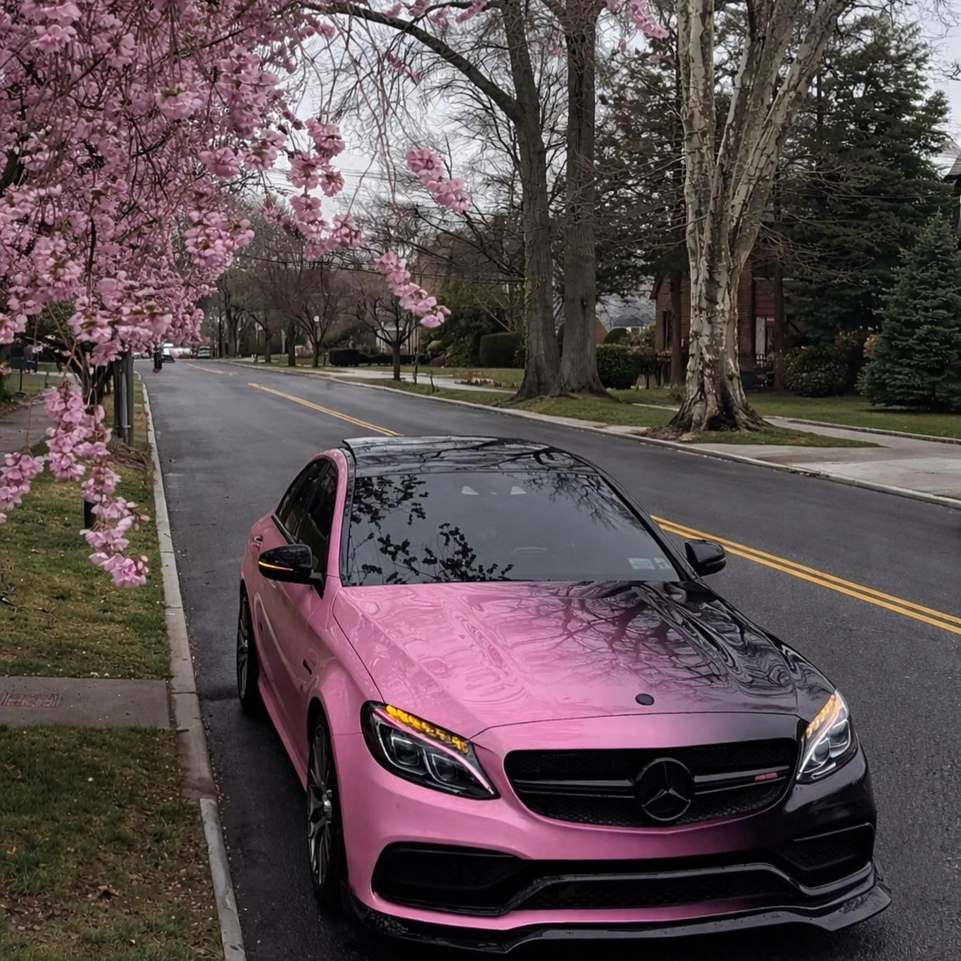 Pink to Black Gradient Custom Printed Vinyl Wrap Color