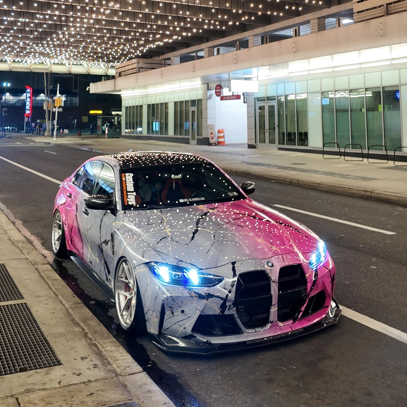 Grey to Pink Gradient Custom Marble Vinyl Wrap